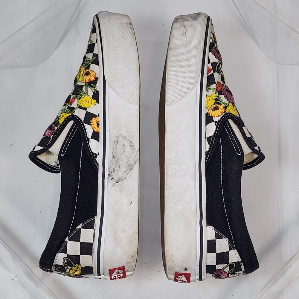 VANS OFF THE WALL Womens 6.5.Mens 5.Rose Poppy Daisy Floral Checkerboard Skate . - Picture 11 of 16
